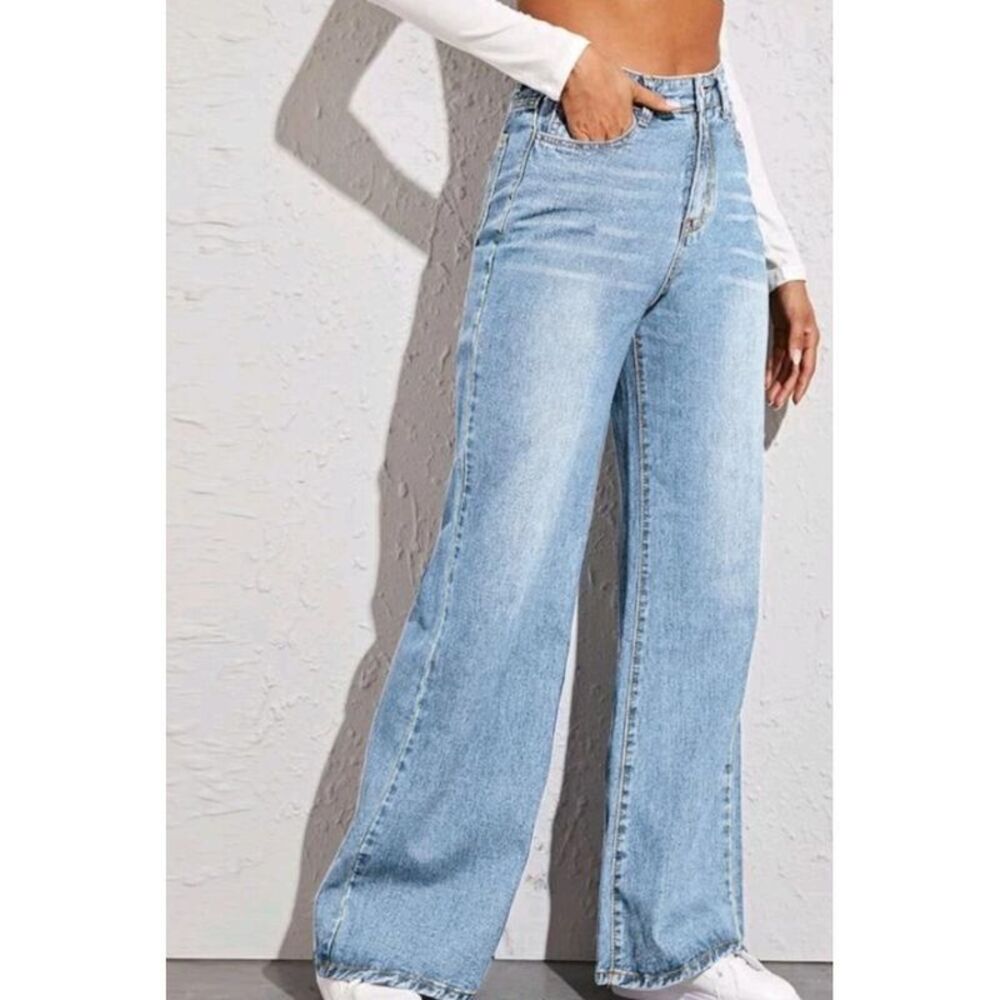Everyday the Label High Waist Wide Leg Jeans Women Dusty Blue - Picture 3 of 3